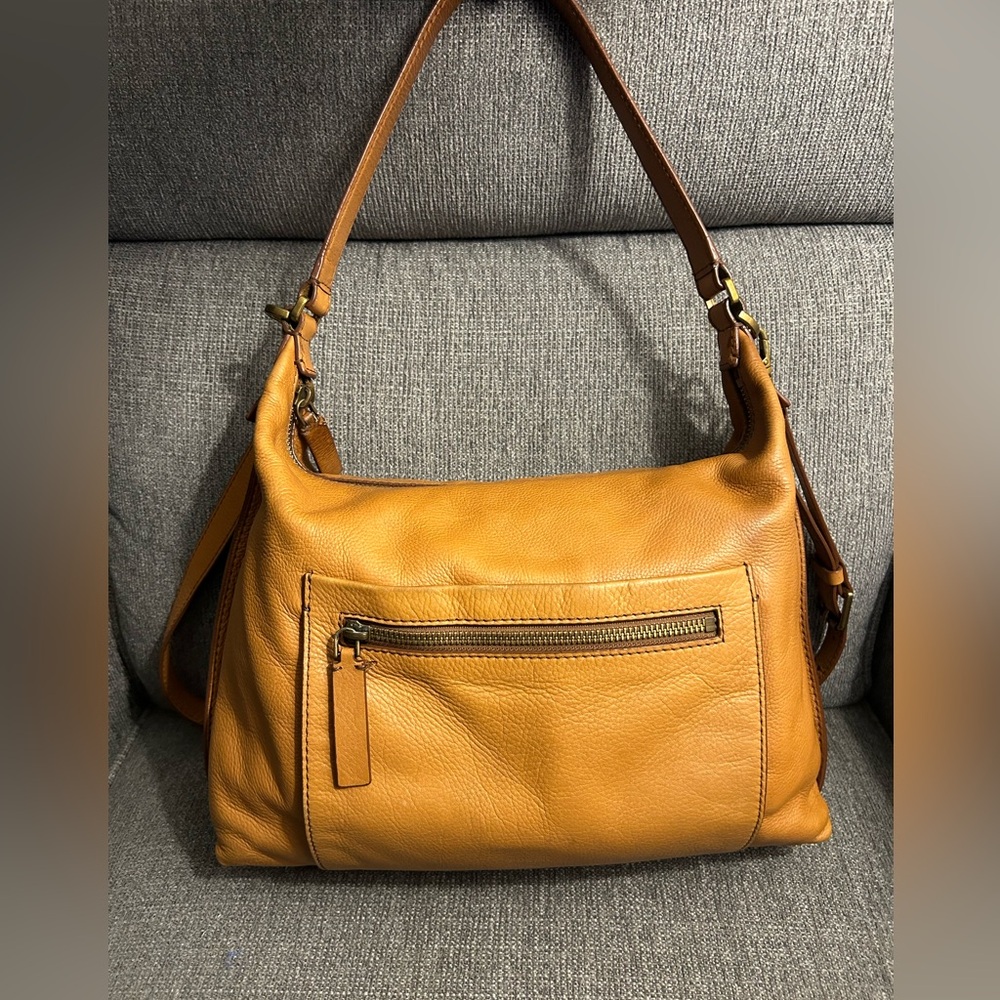 Fossil Tan Leather Shoulder Bag with strap